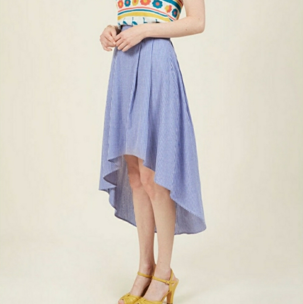 Striped Chambray Hi-Lo Skirt